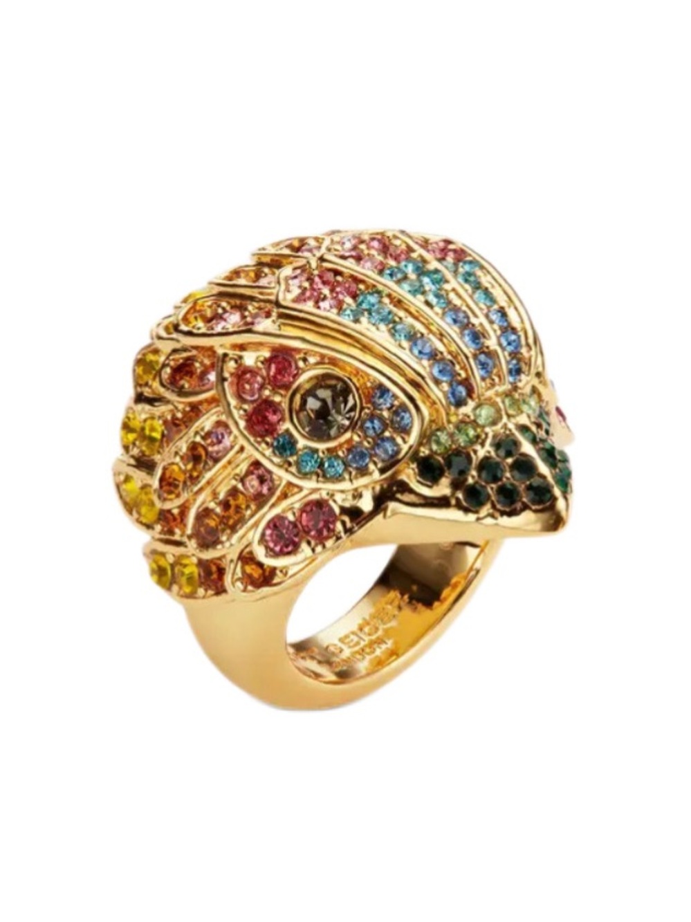 Kurt Geiger London Multicolor Crystal Pavè Eagle Head Statement Ring